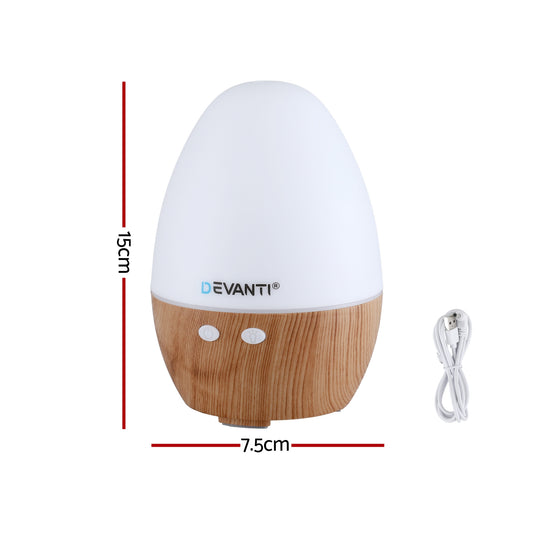 Devanti Ultrasonic Aroma Diffuser Aromatherapy 130ml LED Lights Iron Humidifier Forest
