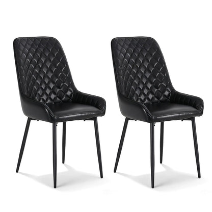 Artiss 2x Dining Chairs Retro PU Leather Kitchen Lounge Cafe Accent Chair Black - Mekamart Australia