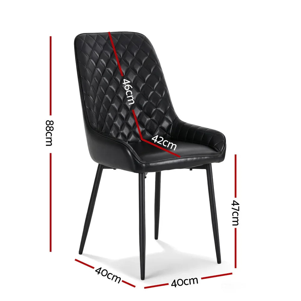 Artiss 2x Dining Chairs Retro PU Leather Kitchen Lounge Cafe Accent Chair Black - Mekamart Australia
