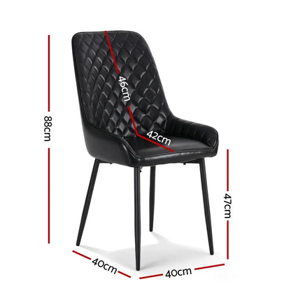 Artiss 2x Dining Chairs Retro PU Leather Kitchen Lounge Cafe Accent Chair Black - Mekamart Australia