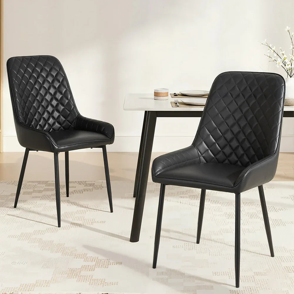 Artiss 2x Dining Chairs Retro PU Leather Kitchen Lounge Cafe Accent Chair Black - Mekamart Australia