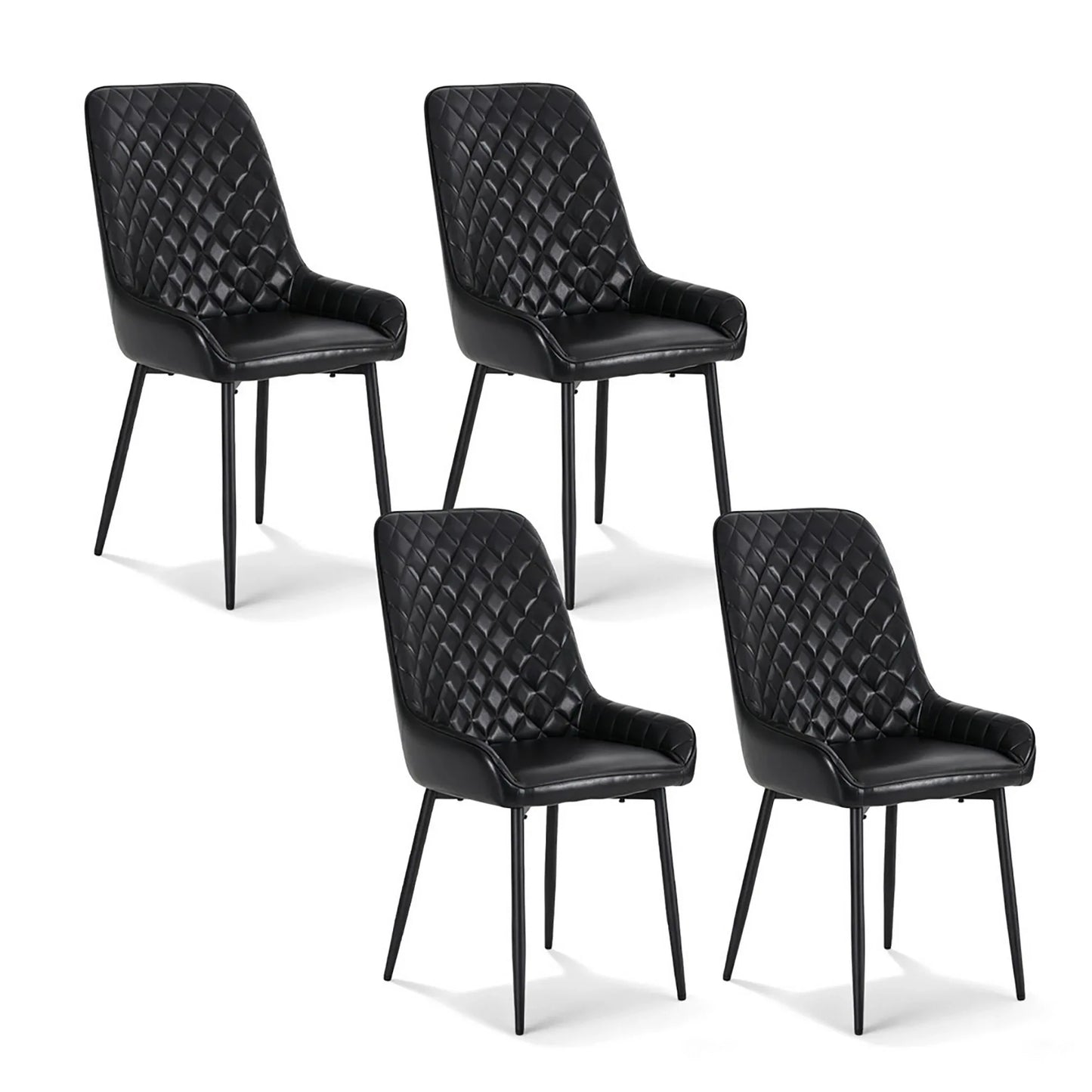 Artiss 4x Dining Chairs Retro PU Leather Kitchen Lounge Cafe Accent Chair Black - Mekamart Australia