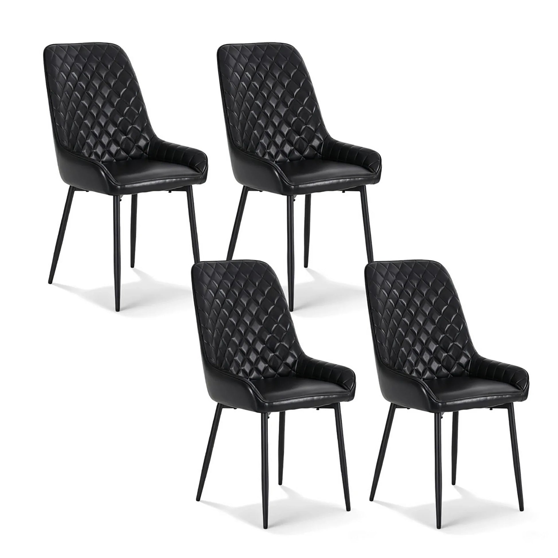 Artiss 4x Dining Chairs Retro PU Leather Kitchen Lounge Cafe Accent Chair Black - Mekamart Australia
