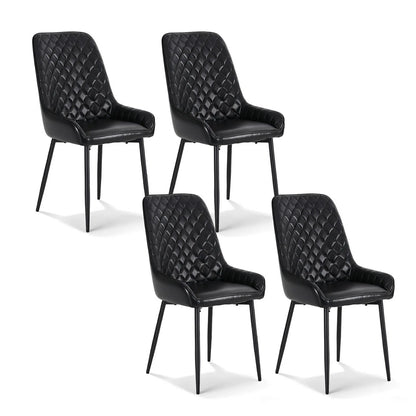 Artiss 4x Dining Chairs Retro PU Leather Kitchen Lounge Cafe Accent Chair Black - Mekamart Australia