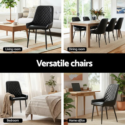 Artiss 4x Dining Chairs Retro PU Leather Kitchen Lounge Cafe Accent Chair Black - Mekamart Australia