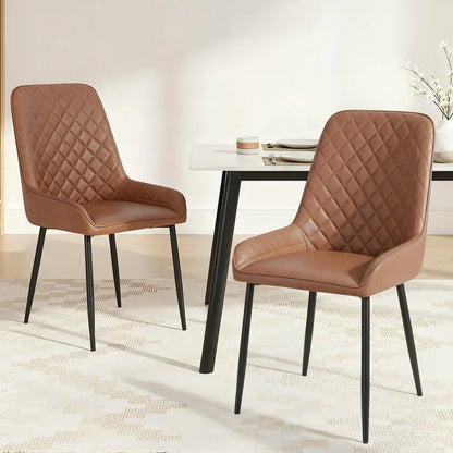 Artiss 2x Dining Chairs Retro PU Leather Kitchen Lounge Cafe Accent Chair Brown - Mekamart Australia