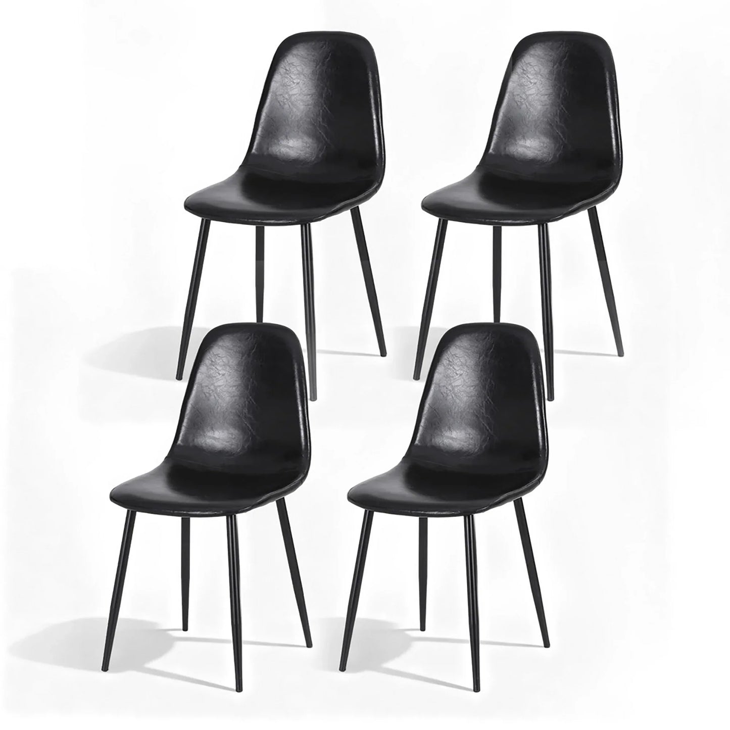 Artiss 4x Dining Chairs Retro PU Leather Kitchen Lounge Cafe Accent Chair Black - Mekamart Australia