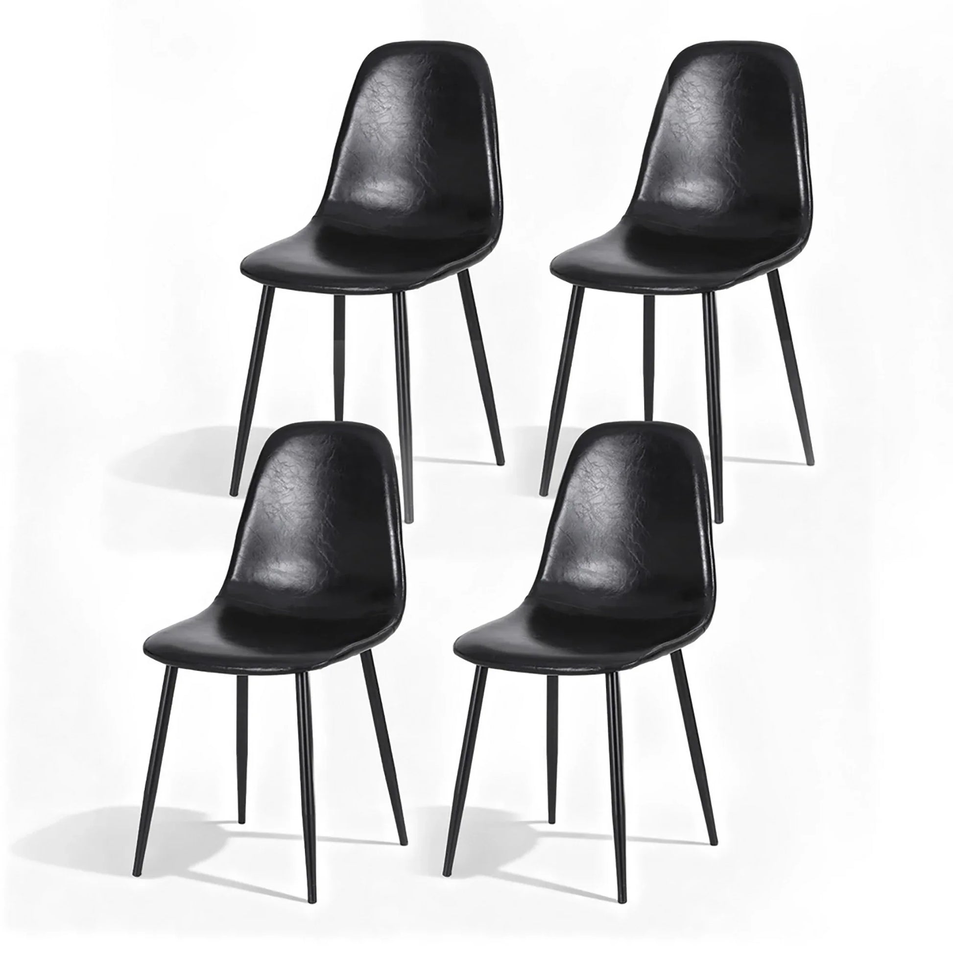 Artiss 4x Dining Chairs Retro PU Leather Kitchen Lounge Cafe Accent Chair Black - Mekamart Australia