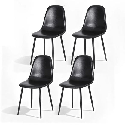 Artiss 4x Dining Chairs Retro PU Leather Kitchen Lounge Cafe Accent Chair Black - Mekamart Australia
