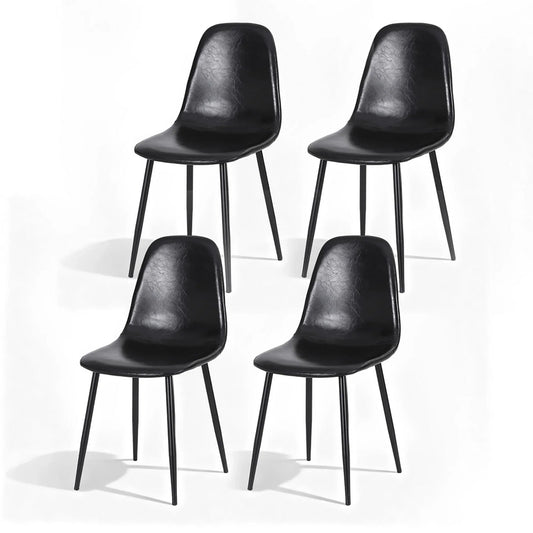 Artiss 4x Dining Chairs Retro PU Leather Kitchen Lounge Cafe Accent Chair Black - Mekamart Australia