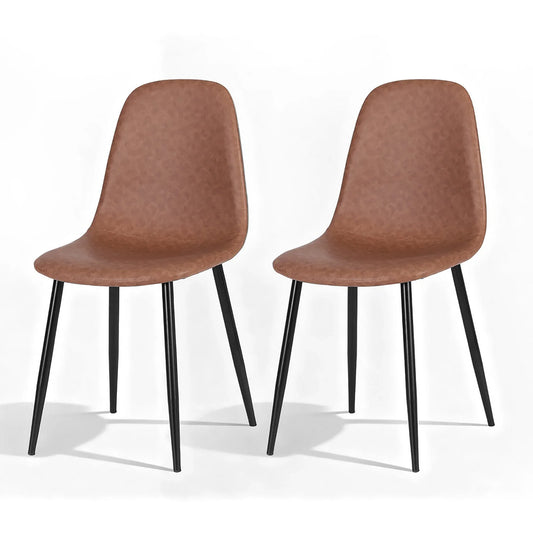 Artiss 2x Dining Chairs Retro PU Leather Kitchen Lounge Cafe Accent Chair Brown - Mekamart Australia