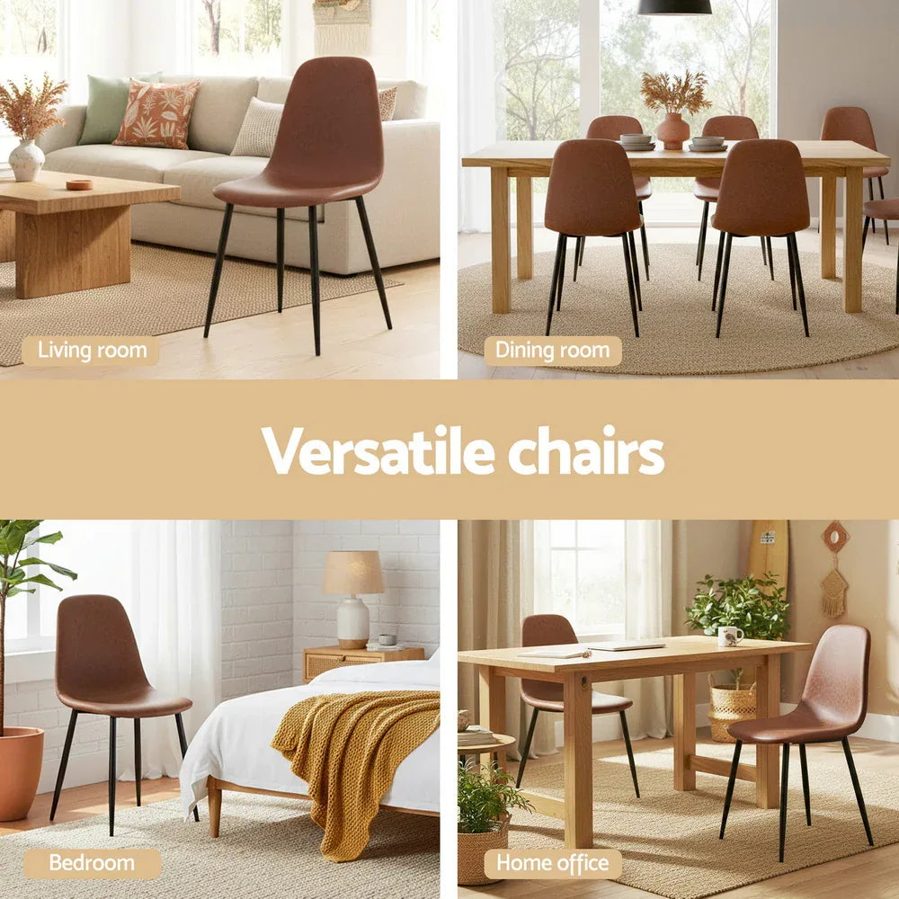 Artiss 2x Dining Chairs Retro PU Leather Kitchen Lounge Cafe Accent Chair Brown - Mekamart Australia