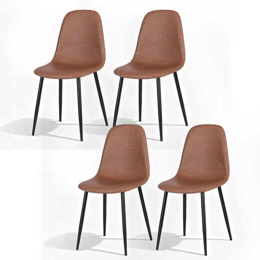 Artiss 4x Dining Chairs Retro PU Leather Kitchen Lounge Cafe Accent Chair Brown - Mekamart Australia