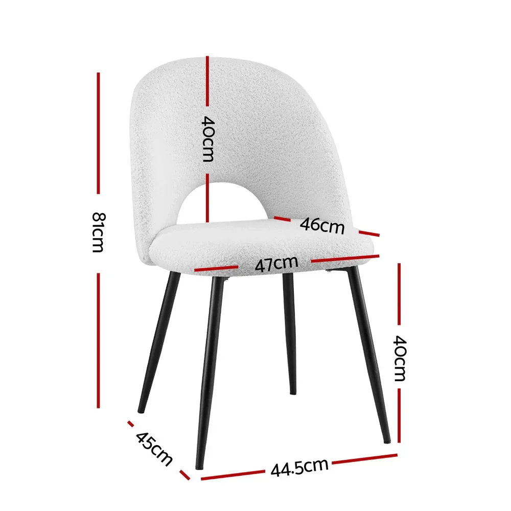 1 Set of 2 Artiss Dining Chair Boucle Sherpa - Mekamart Australia