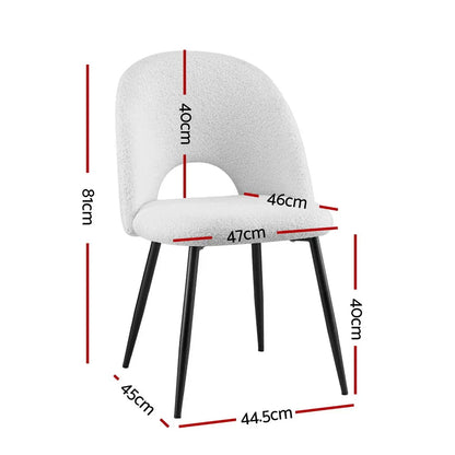 1 Set of 2 Artiss Dining Chair Boucle Sherpa - Mekamart Australia