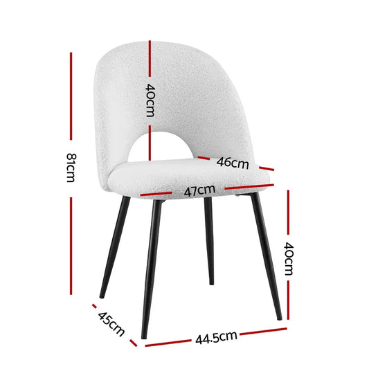 1 Set of 2 Artiss Dining Chair Boucle Sherpa - Mekamart Australia