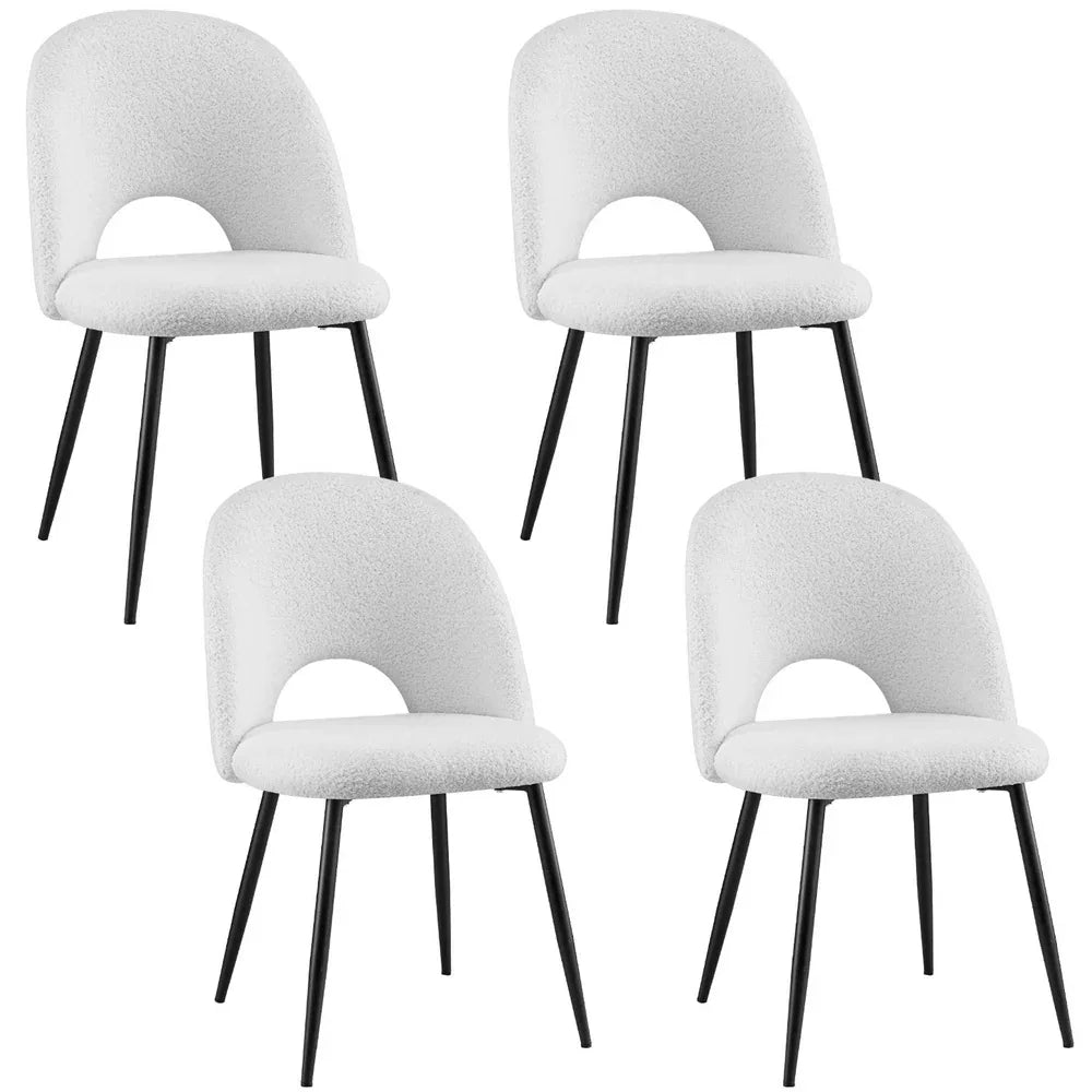 1 Set of 4 Artiss Dining Chair Boucle Sherpa - Mekamart Australia