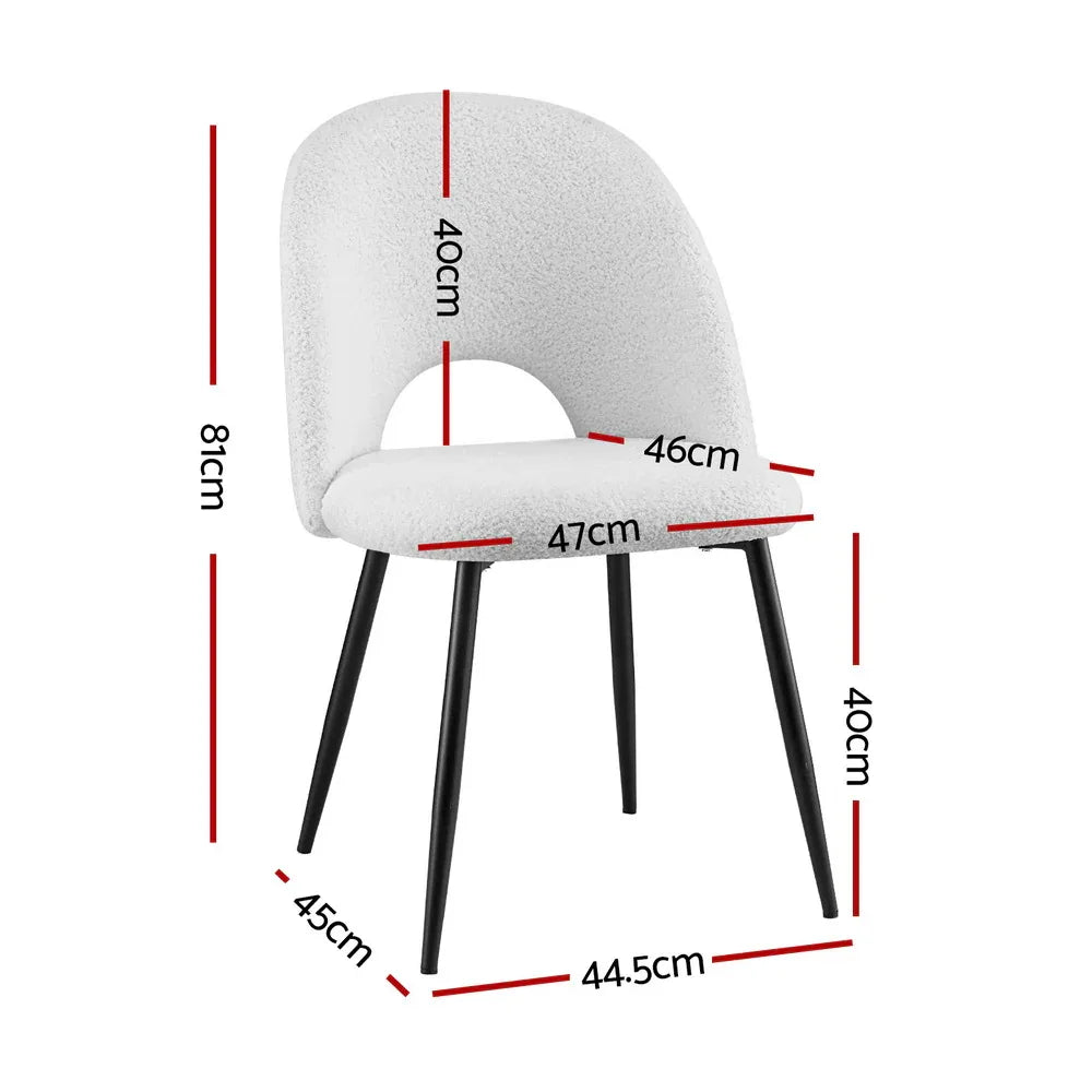 1 Set of 4 Artiss Dining Chair Boucle Sherpa - Mekamart Australia
