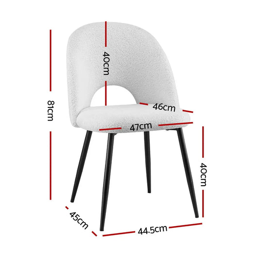 1 Set of 4 Artiss Dining Chair Boucle Sherpa - Mekamart Australia