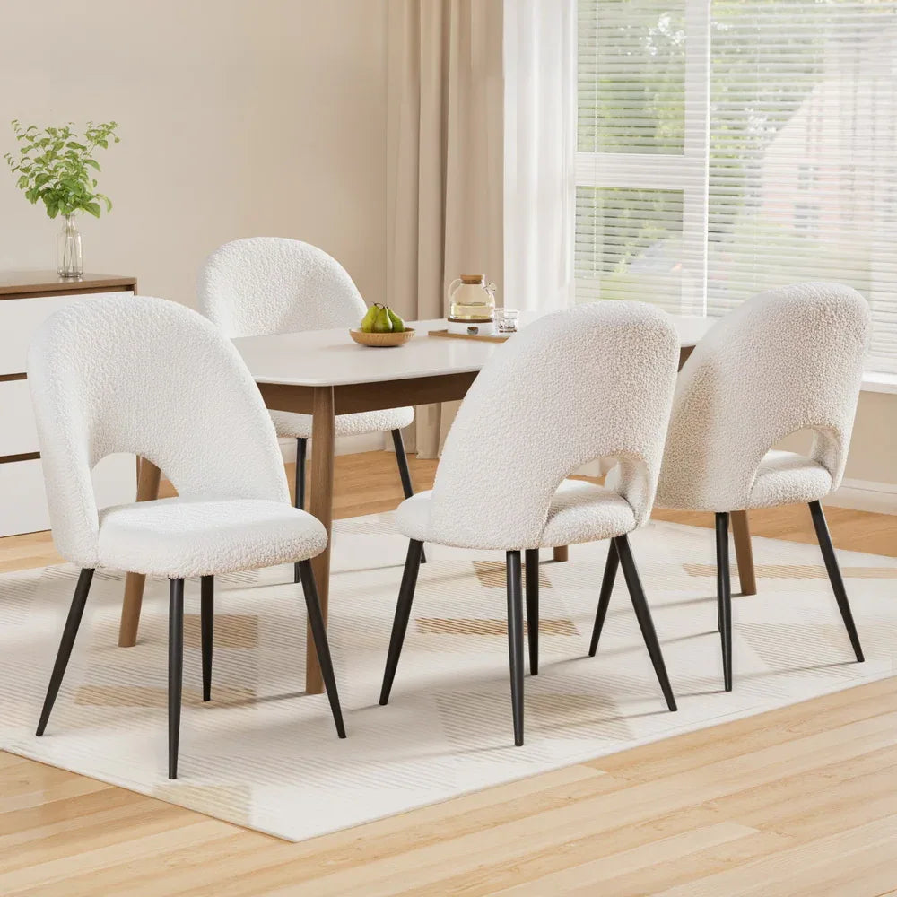 1 Set of 4 Artiss Dining Chair Boucle Sherpa - Mekamart Australia
