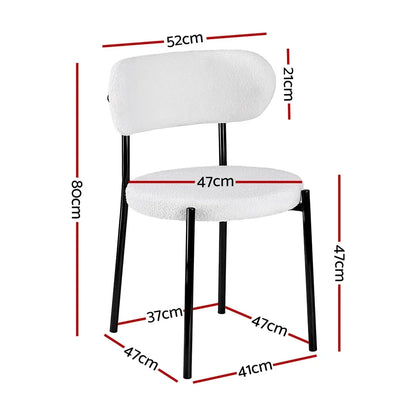 Artiss Dining Chairs Set of 2 Sherpa Boucle White - Mekamart Australia