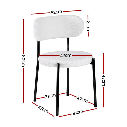 Artiss Dining Chairs Set of 2 Sherpa Boucle White - Mekamart Australia