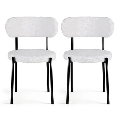 Artiss Dining Chairs Set of 2 Sherpa Boucle White - Mekamart Australia