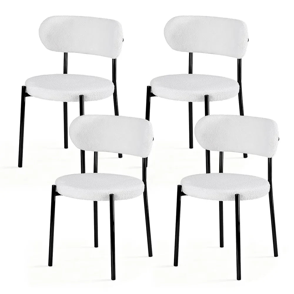 Artiss Dining Chairs Set of 4 Sherpa Boucle White - Mekamart Australia