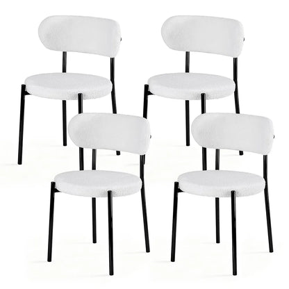 Artiss Dining Chairs Set of 4 Sherpa Boucle White - Mekamart Australia
