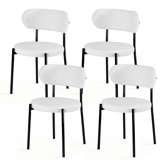 Artiss Dining Chairs Set of 4 Sherpa Boucle White - Mekamart Australia