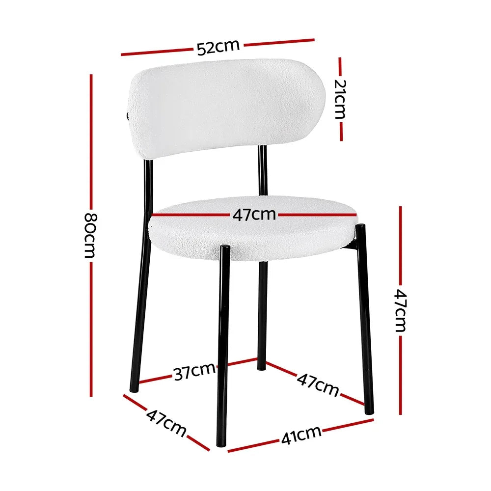 Artiss Dining Chairs Set of 4 Sherpa Boucle White - Mekamart Australia