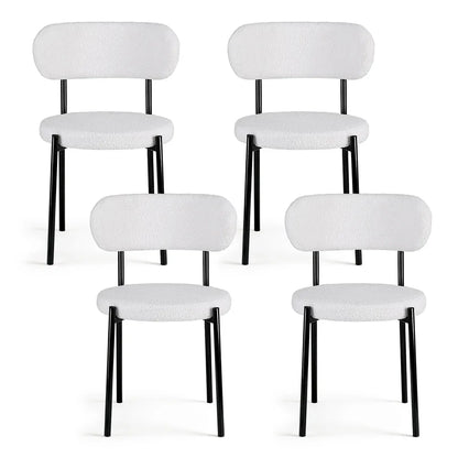 Artiss Dining Chairs Set of 4 Sherpa Boucle White - Mekamart Australia