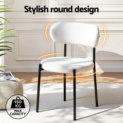Artiss Dining Chairs Set of 4 Sherpa Boucle White - Mekamart Australia