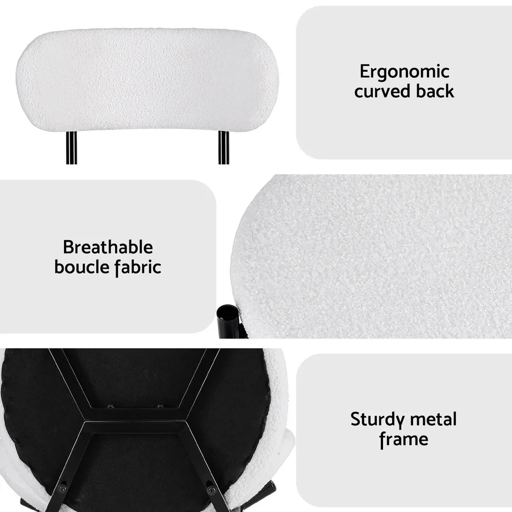 Artiss Dining Chairs Set of 4 Sherpa Boucle White - Mekamart Australia