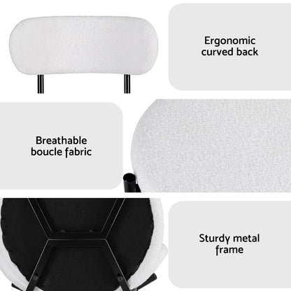 Artiss Dining Chairs Set of 4 Sherpa Boucle White - Mekamart Australia