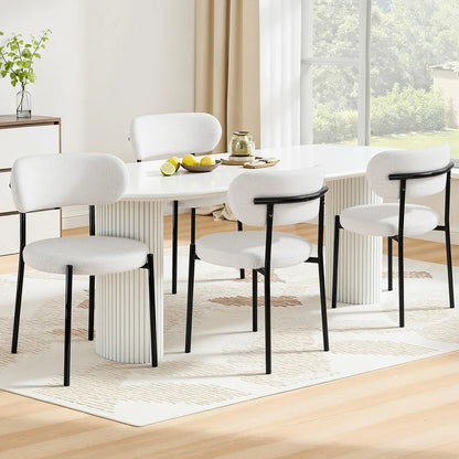Artiss Dining Chairs Set of 4 Sherpa Boucle White - Mekamart Australia