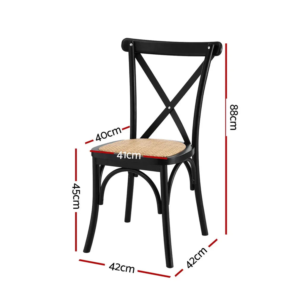 Artiss 4x Dining Chairs Rattan Wooden Kitchen Accent Chair Cafe Lounge Rubber Wood - Mekamart Australia