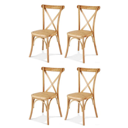 Artiss 4x Dining Chairs Rattan Wooden Kitchen Accent Chair Cafe Lounge Rubber Wood - Mekamart Australia