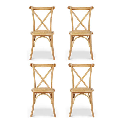 Artiss 4x Dining Chairs Rattan Wooden Kitchen Accent Chair Cafe Lounge Rubber Wood - Mekamart Australia