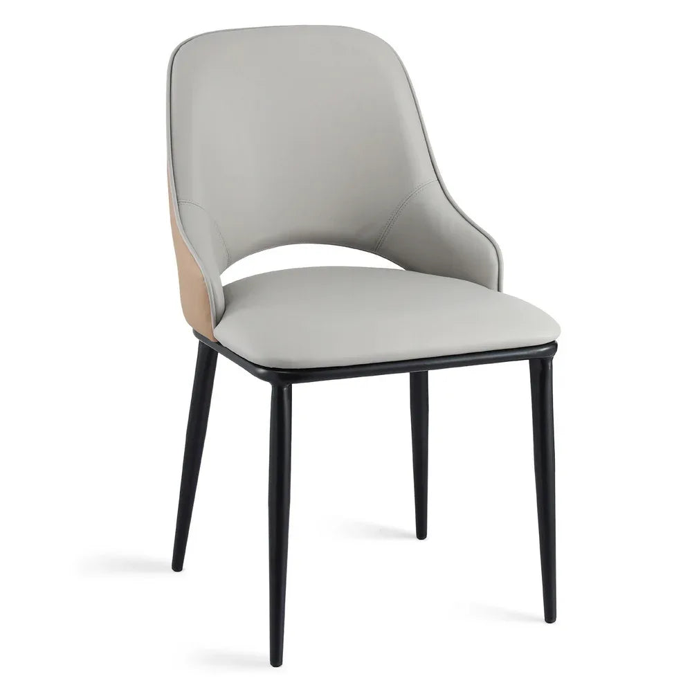 Artiss 1x Dining Chair Hollow PU Leather Kitchen Lounge Cafe Accent Chairs Grey - Mekamart Australia