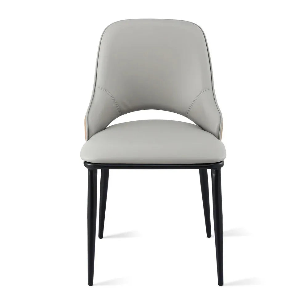 Artiss 1x Dining Chair Hollow PU Leather Kitchen Lounge Cafe Accent Chairs Grey - Mekamart Australia