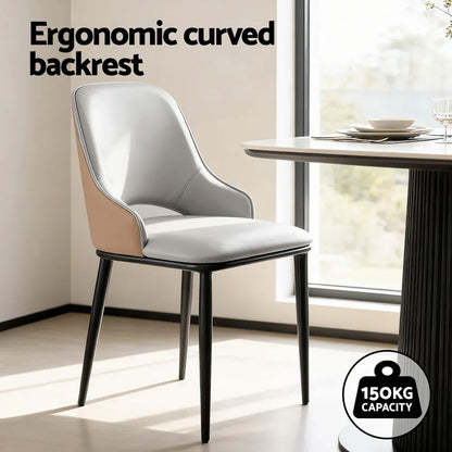 Artiss 1x Dining Chair Hollow PU Leather Kitchen Lounge Cafe Accent Chairs Grey - Mekamart Australia