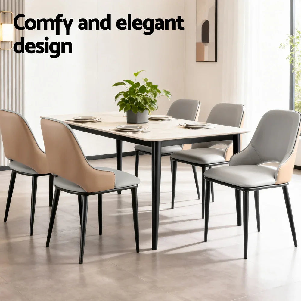 Artiss 1x Dining Chair Hollow PU Leather Kitchen Lounge Cafe Accent Chairs Grey - Mekamart Australia