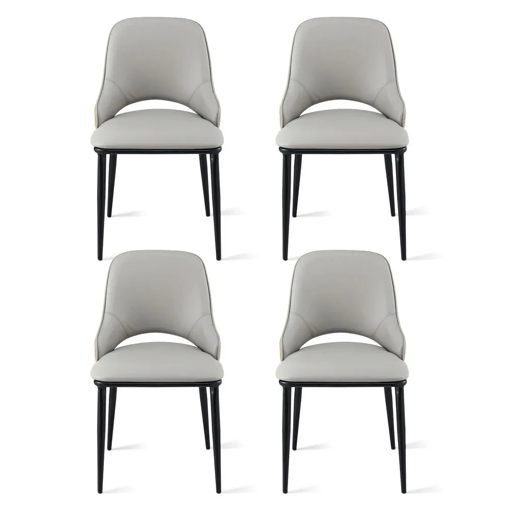 Artiss 4x Dining Chairs Hollow PU Leather Kitchen Lounge Cafe Accent Chair Grey - Mekamart Australia