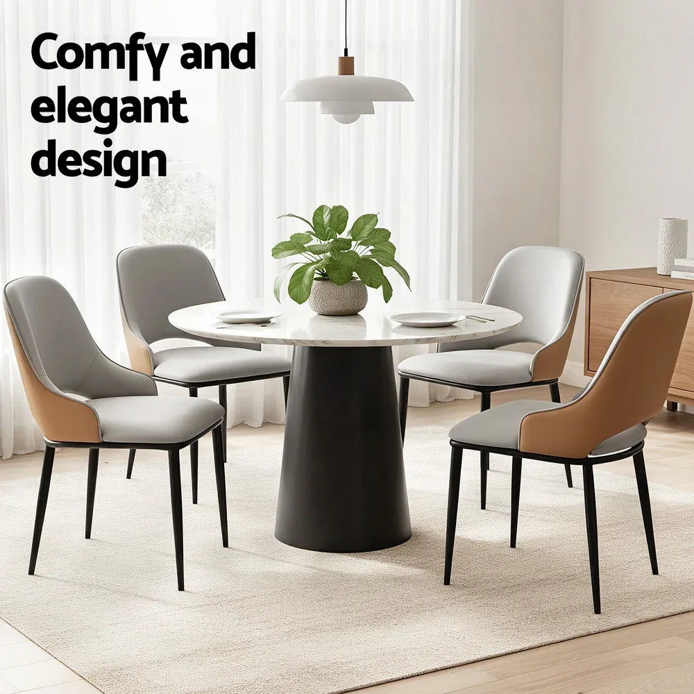 Artiss 4x Dining Chairs Hollow PU Leather Kitchen Lounge Cafe Accent Chair Grey - Mekamart Australia