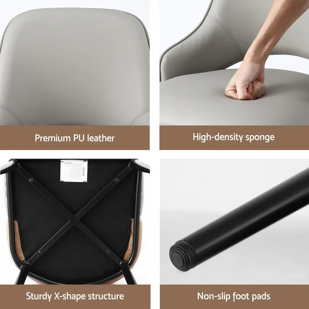 Artiss 4x Dining Chairs Hollow PU Leather Kitchen Lounge Cafe Accent Chair Grey - Mekamart Australia