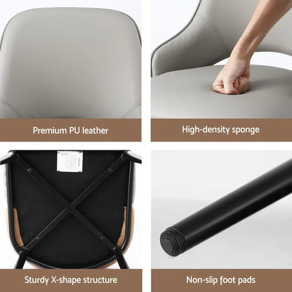 Artiss 4x Dining Chairs Hollow PU Leather Kitchen Lounge Cafe Accent Chair Grey - Mekamart Australia