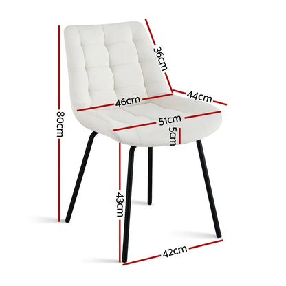 Artiss 2x Dining Chairs Velvet Tufted Kitchen Lounge Cafe Accent Chair Beige - Mekamart Australia