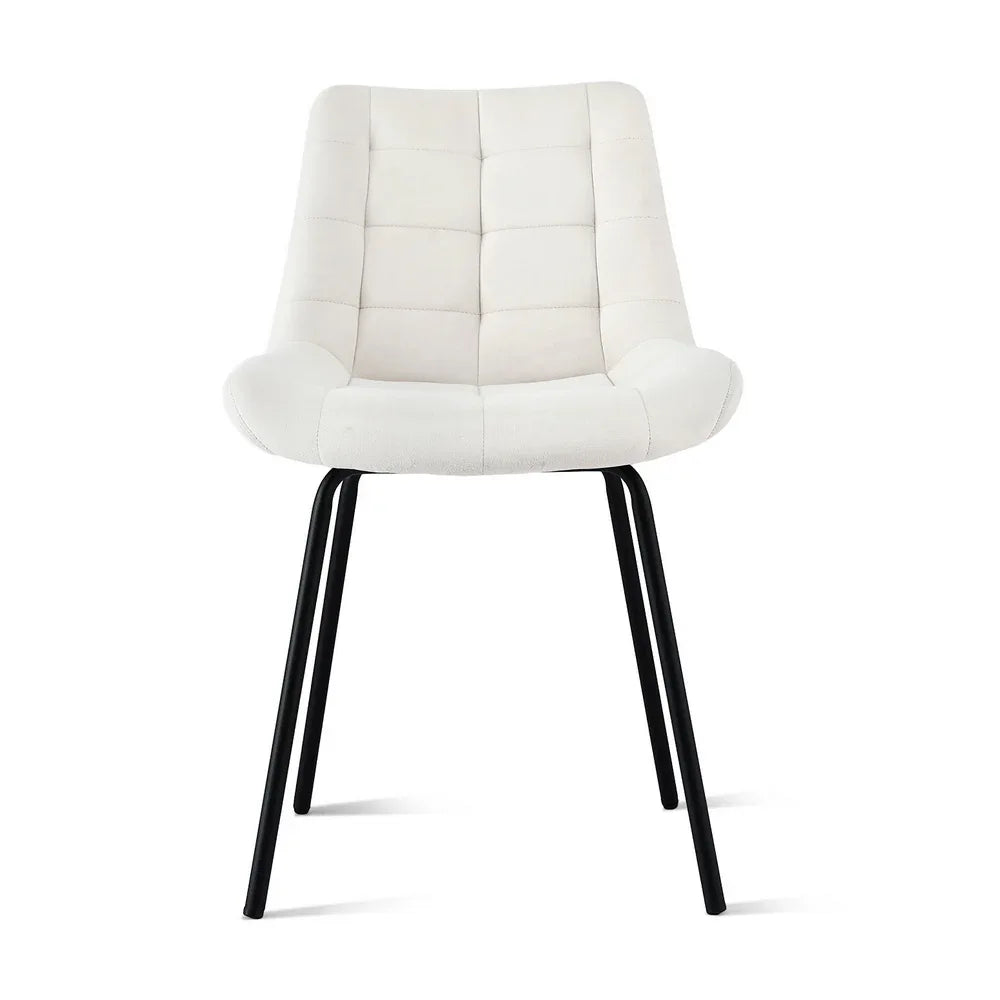 Artiss 2x Dining Chairs Velvet Tufted Kitchen Lounge Cafe Accent Chair Beige - Mekamart Australia