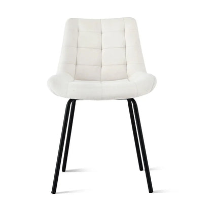 Artiss 2x Dining Chairs Velvet Tufted Kitchen Lounge Cafe Accent Chair Beige - Mekamart Australia